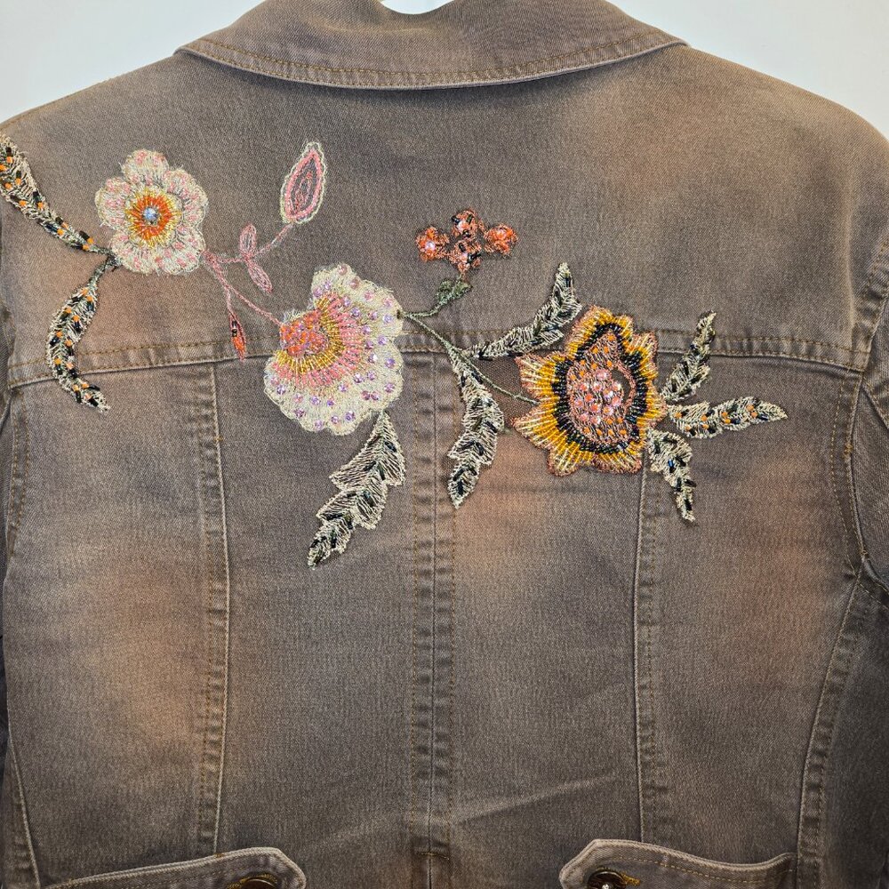 Christine Phillipe Elaborate Floral Embellished Denim Jacket - Picture 10 of 15